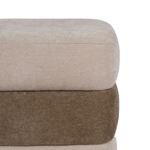 Pouf carré tissu beige-marron Ixia 44 cm — vue 5