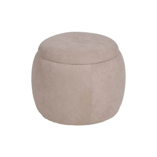 Pouf coffre rond tissu beige Ixia Ø 55 cm — vue 5