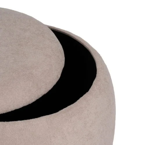 Pouf coffre rond tissu beige Ixia Ø 55 cm — vue 6