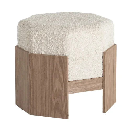 Pouf hexagonal tissu crème Ixia 50 cm