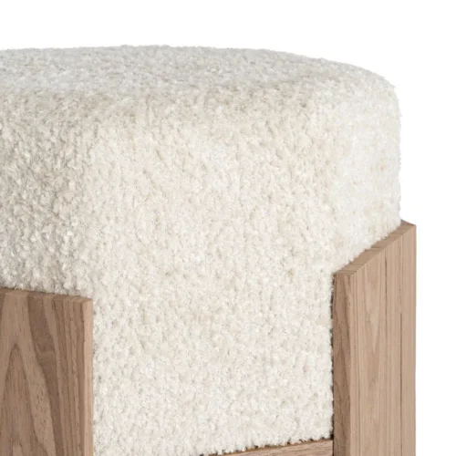 Pouf hexagonal tissu crème Ixia 50 cm — vue 2