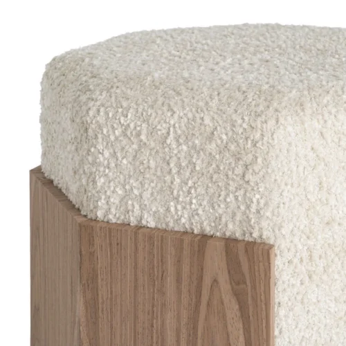 Pouf hexagonal tissu crème Ixia 50 cm — vue 3