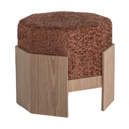 Pouf hexagonal tissu terre cuite Ixia 50 cm — vue 2
