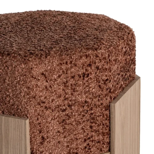 Pouf hexagonal tissu terre cuite Ixia 50 cm — vue 3