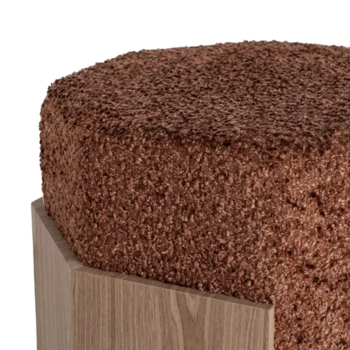 Pouf hexagonal tissu terre cuite Ixia 50 cm — vue 4