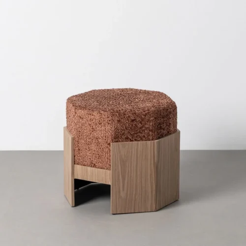 Pouf hexagonal tissu terre cuite Ixia 50 cm — vue 6