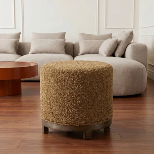 Ixia Pouf pivotant rond tissu ocre Ixia 50 cm