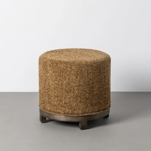 Pouf pivotant rond tissu ocre Ixia 50 cm — vue 6