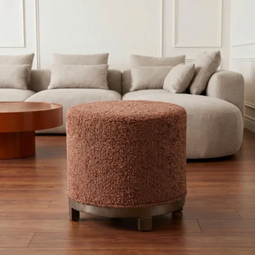 Pouf pivotant rond tissu terre cuite Ixia 50 cm