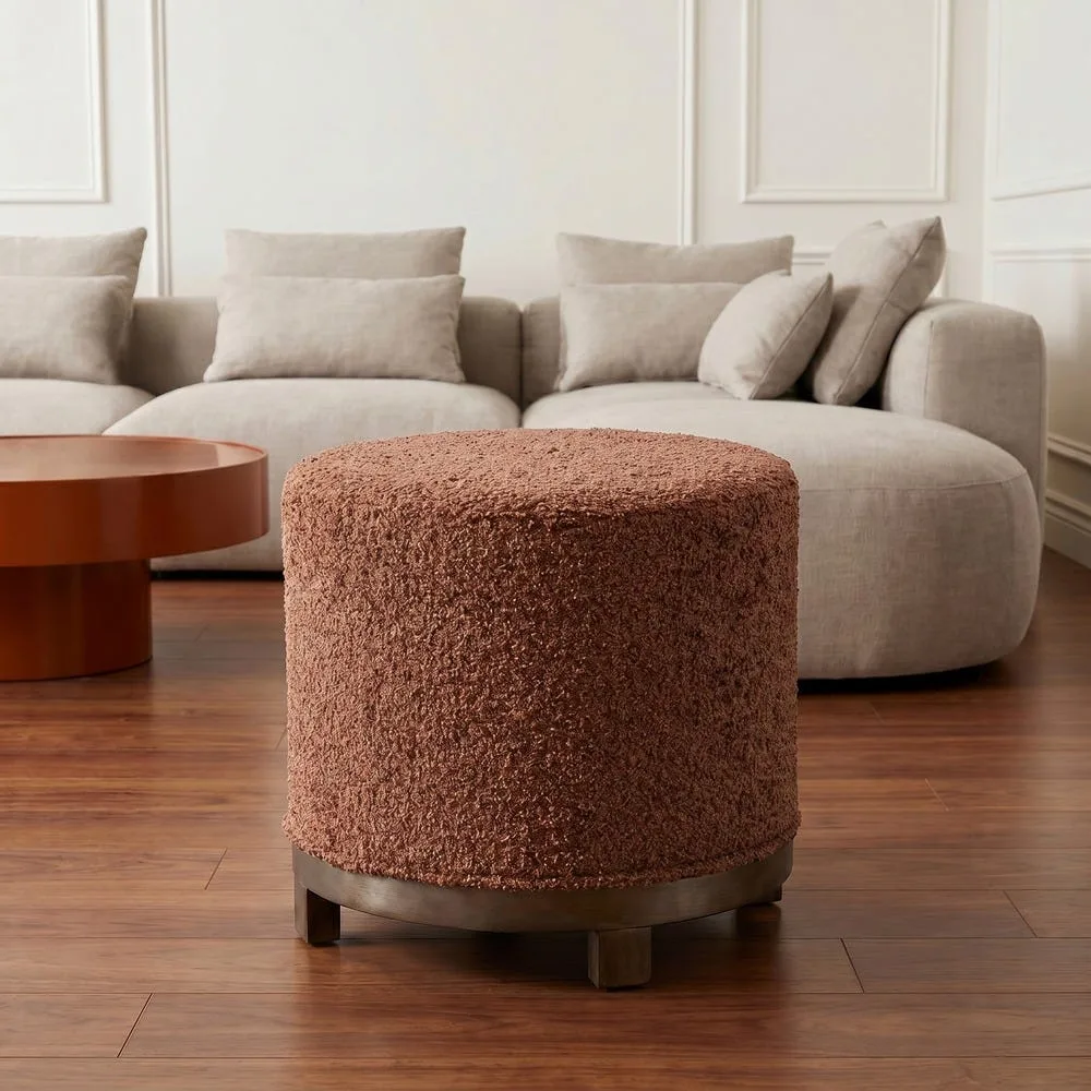 Pouf pivotant rond tissu terre cuite Ixia 50 cm