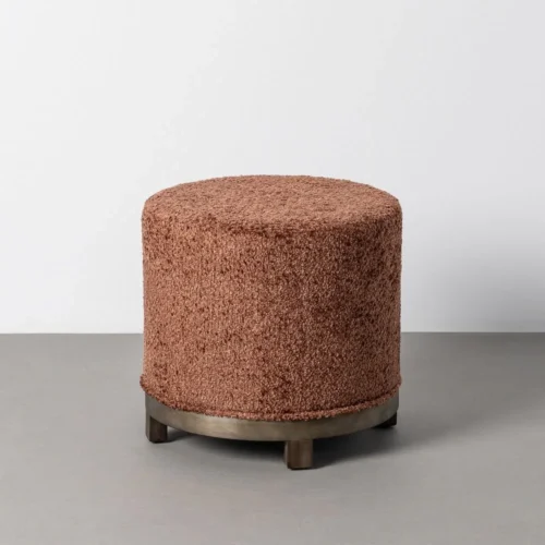 Pouf pivotant rond tissu terre cuite Ixia 50 cm — vue 6