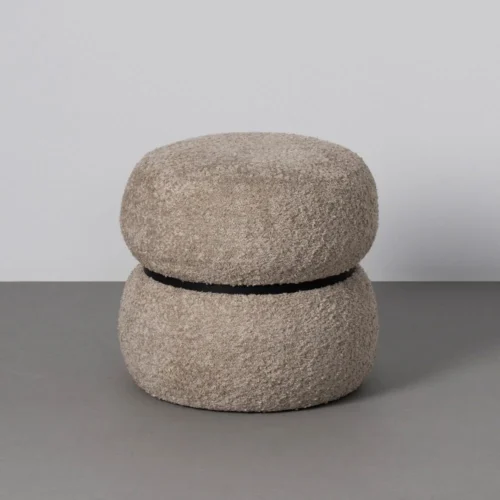 Pouf rond taupe Ixia 45 cm