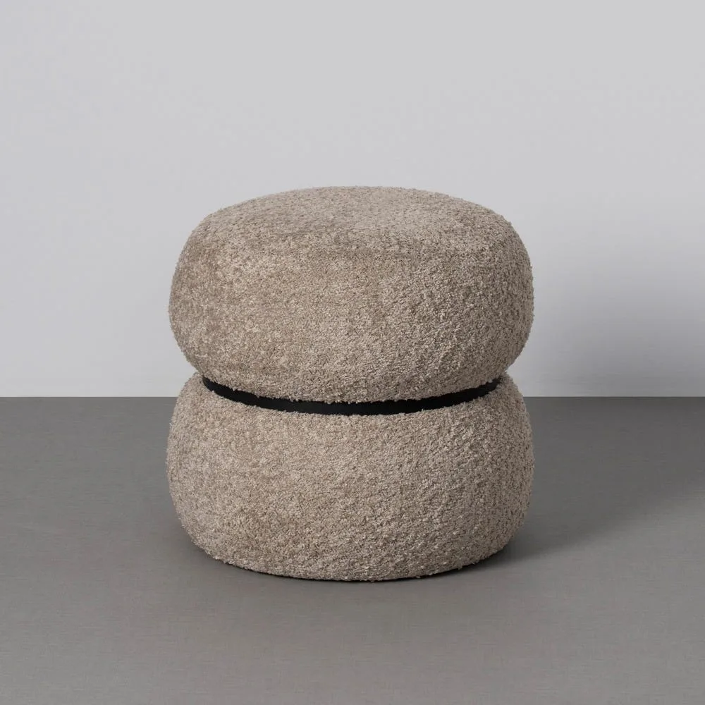 Pouf rond taupe Ixia 45 cm