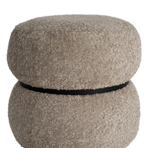 Pouf rond taupe Ixia 45 cm — vue 3