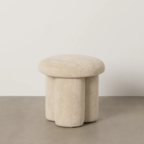 Pouf rond tissu beige Ixia Ø 41 cm