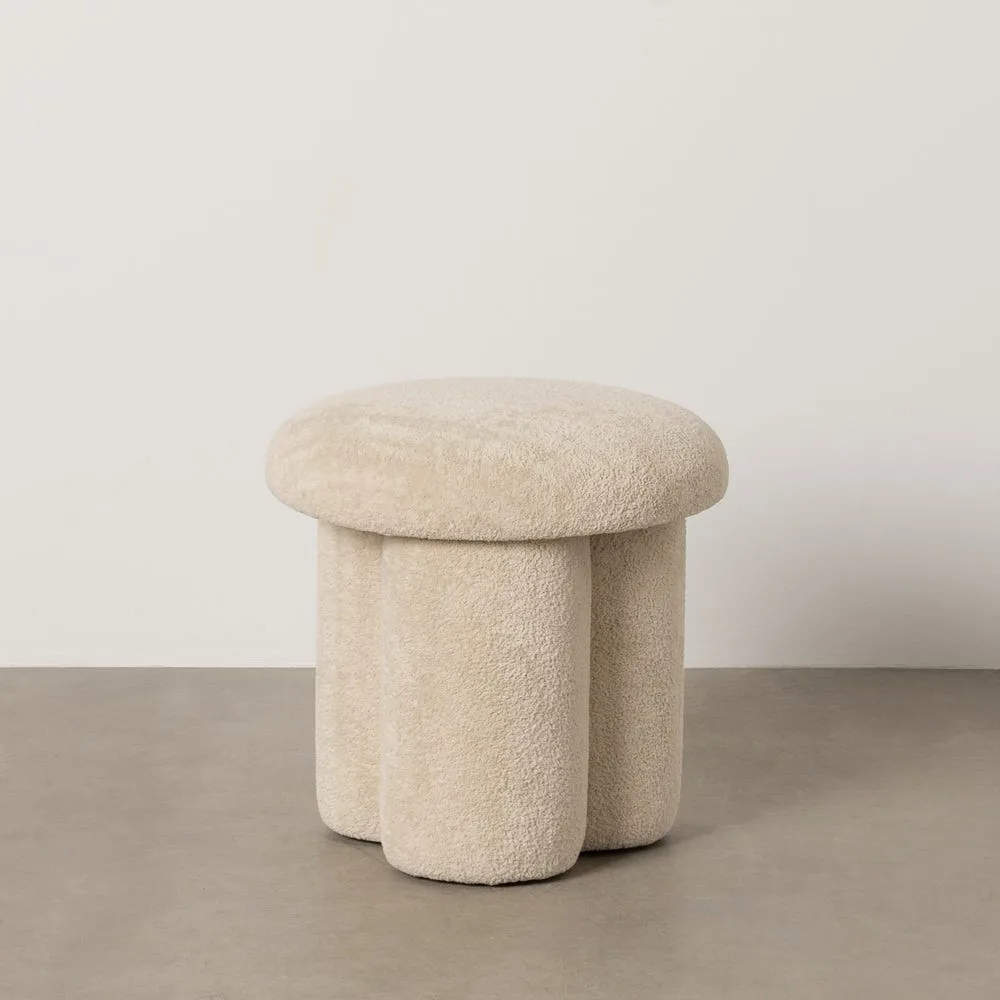 Pouf rond tissu beige Ixia Ø 41 cm