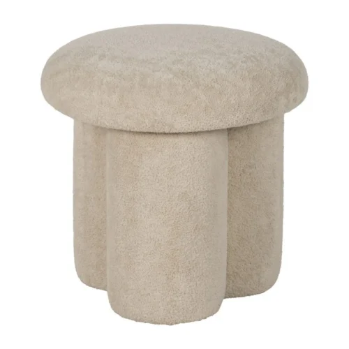 Pouf rond tissu beige Ixia Ø 41 cm — vue 2