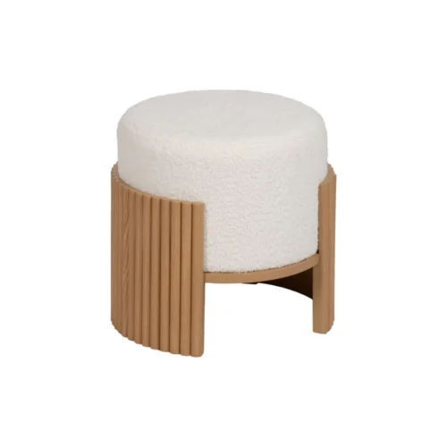 Pouf rond tissu blanc-naturel Ixia 43 cm — vue 4