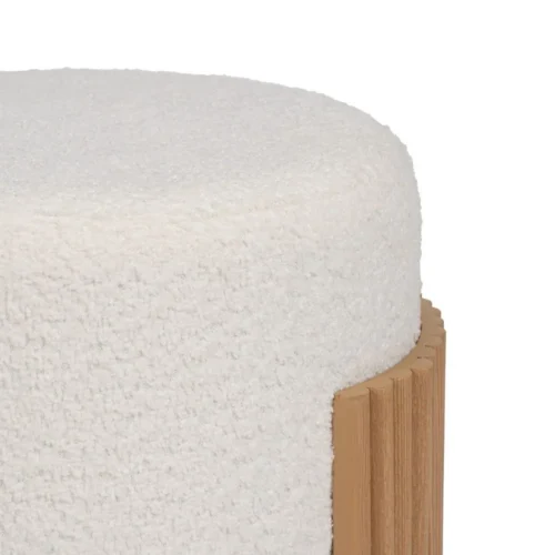Pouf rond tissu blanc-naturel Ixia 43 cm — vue 7
