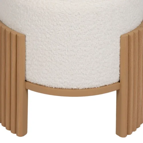 Pouf rond tissu blanc-naturel Ixia 43 cm — vue 8