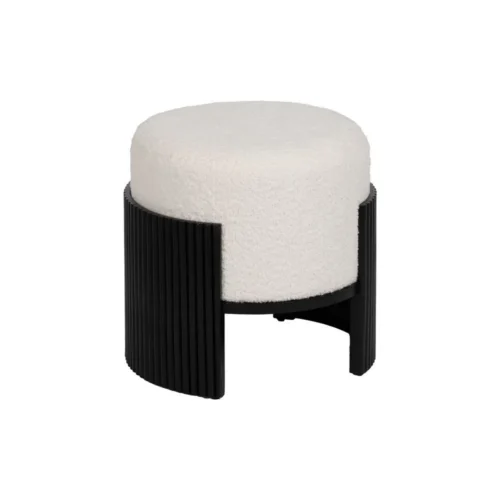 Pouf rond tissu blanc-noir Ixia 43 cm — vue 4