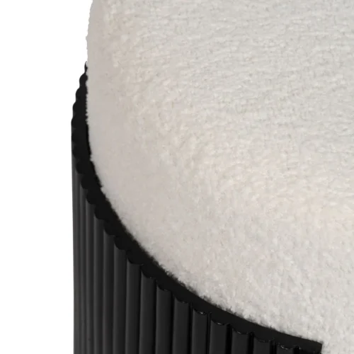 Pouf rond tissu blanc-noir Ixia 43 cm — vue 5