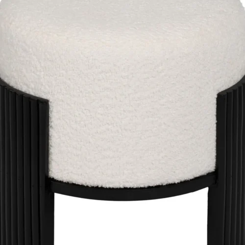 Pouf rond tissu blanc-noir Ixia 43 cm — vue 7