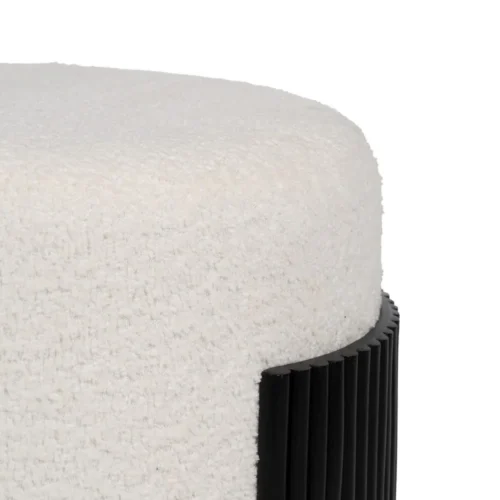 Pouf rond tissu blanc-noir Ixia 43 cm — vue 8
