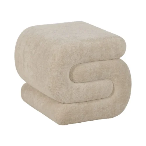 Pouf tissu beige grand format Ixia 51 cm — vue 2