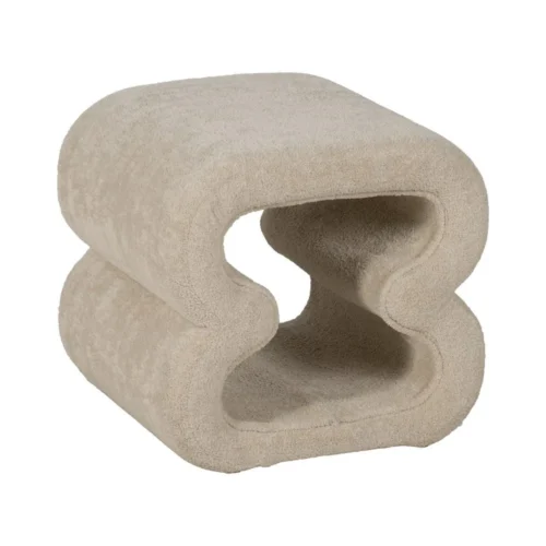 Pouf tissu beige structure métal Ixia 45 cm — vue 2