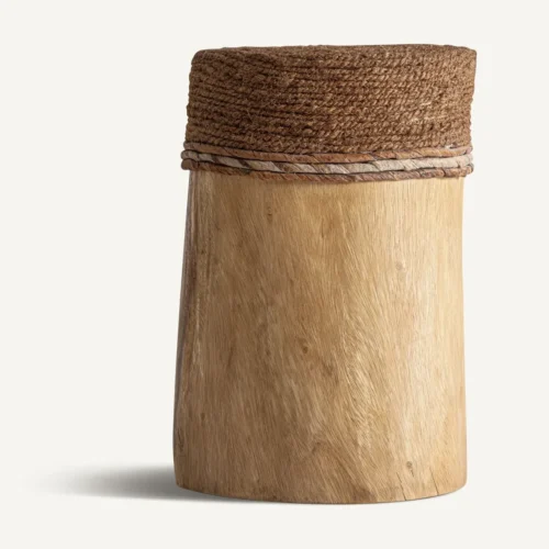 Repose-pieds bois de suar et jute marron Vical Home