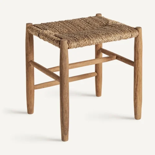 Repose-pieds Lavs teck et paille Vical Home
