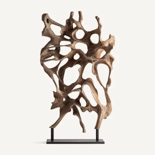 Sculpture Frikhale teck et fer noir Vical Home