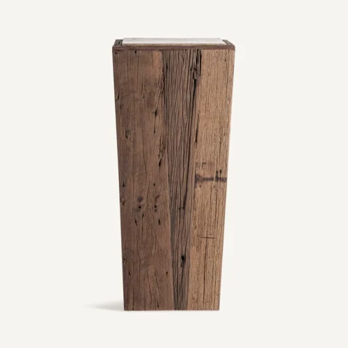 Sellette Merkem bois récupéré et travertin 90 cm Vical Home