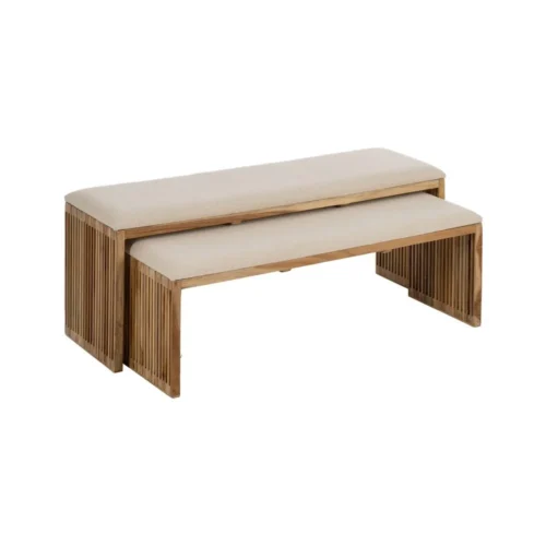 Set de 2 bancs bois de teck recyclé Ixia 115 cm