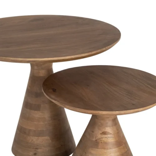 Set de 2 bouts de canapé gigognes ronds bois de manguier Ixia 71 cm — vue 3