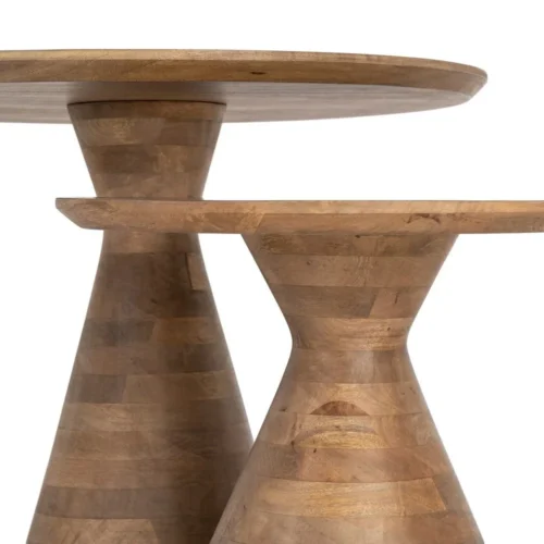 Set de 2 bouts de canapé gigognes ronds bois de manguier Ixia 71 cm — vue 5
