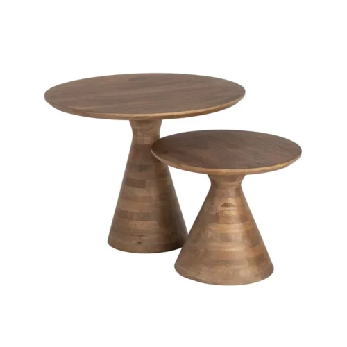 Set de 2 bouts de canapé gigognes ronds bois de manguier Ixia 71 cm — vue 7
