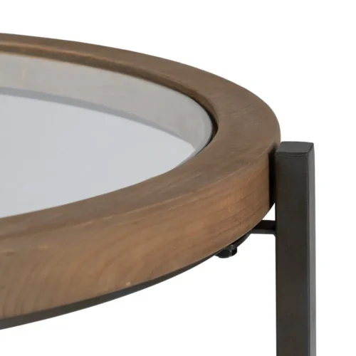 Set de 2 bouts de canapé gigognes ronds bois et métal noir Ixia 65 cm — vue 4