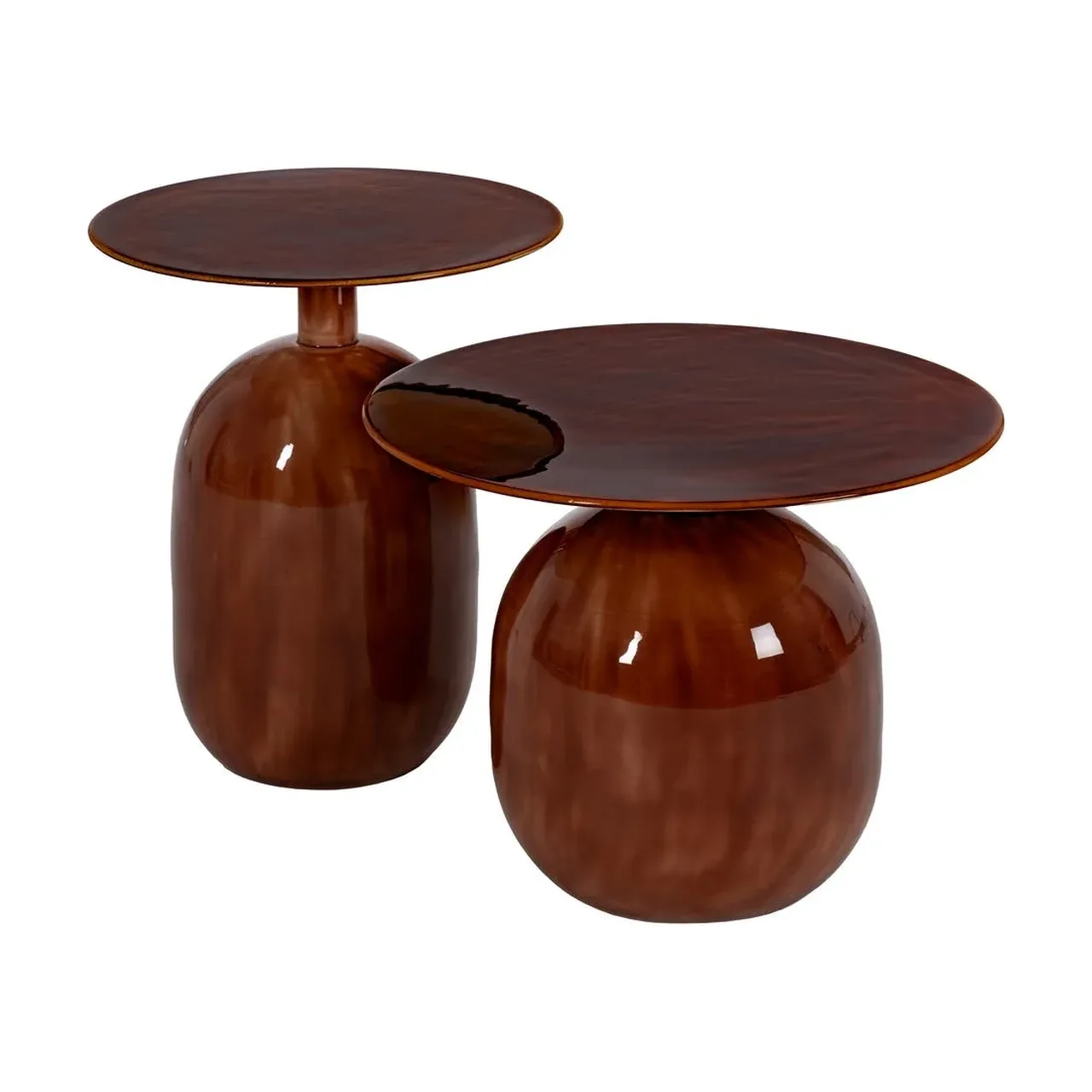 Set de 2 bouts de canapé ronds métal émaillé Ixia Ø 50 cm