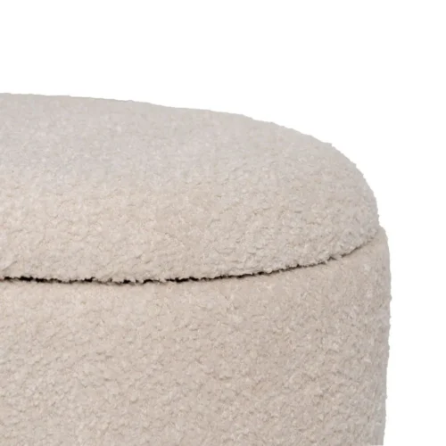 Set de 2 poufs coffre ronds tissu crème Ixia 44 cm — vue 7