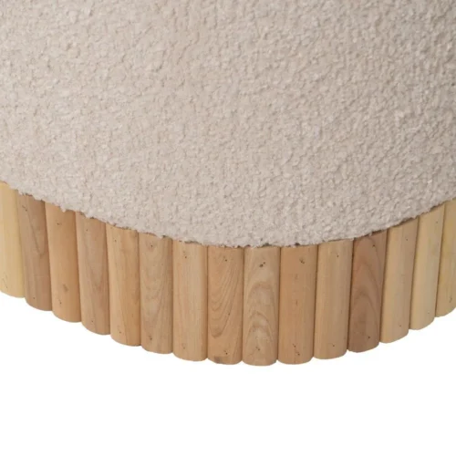 Set de 2 poufs coffre ronds tissu crème Ixia 44 cm — vue 9