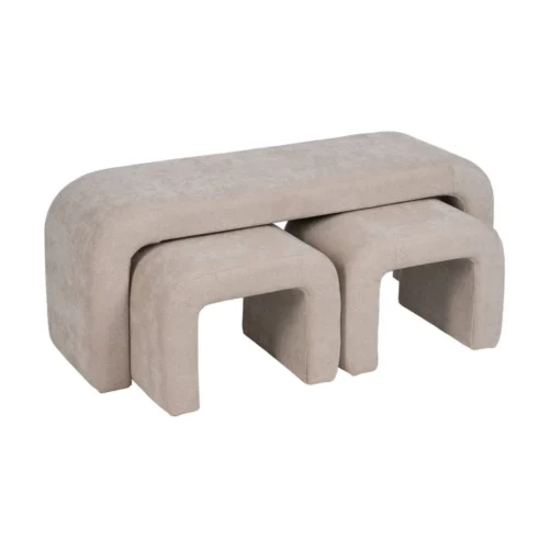 Set de 3 bancs coffre beige gigognes Ixia 126 cm — vue 4