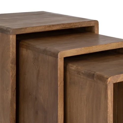Set de 3 bouts de canapé carrés gigognes bois de manguier Ixia 45 cm — vue 2