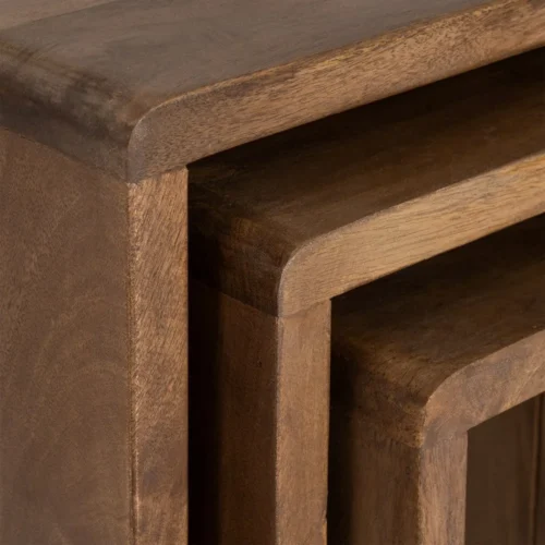 Set de 3 bouts de canapé carrés gigognes bois de manguier Ixia 45 cm — vue 3