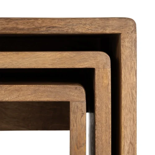 Set de 3 bouts de canapé carrés gigognes bois de manguier Ixia 45 cm — vue 4