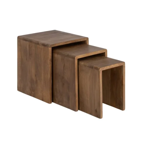 Set de 3 bouts de canapé carrés gigognes bois de manguier Ixia 45 cm — vue 6
