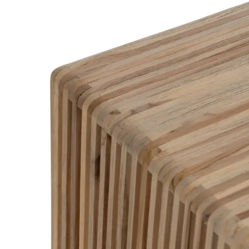 Set de 3 bouts de canapé gigognes en bois de teck recyclé Ixia 41 cm — vue 6