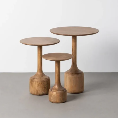 Set de 3 bouts de canapé gigognes ronds bois de manguier Ixia 50 cm — vue 2