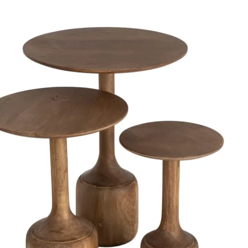 Set de 3 bouts de canapé gigognes ronds bois de manguier Ixia 50 cm — vue 3